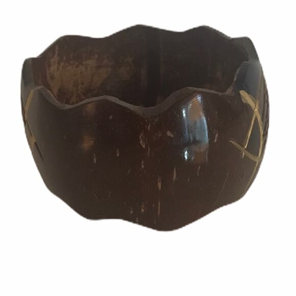 Vintage Painted Wood Bangle Bracelets Cream Brown - Picture 11 of 15